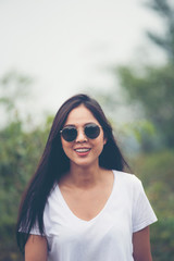 Happy smiling beautiful Asian woman, Concept of healthy and beauty lifestyle girl