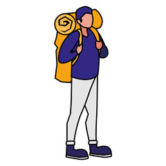 adventurous man with travelbag