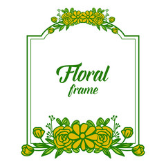 Vector illustration elegant rose yellow floral frame with vintage card