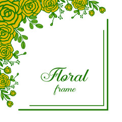 Vector illustration template with design artwork yellow floral frame