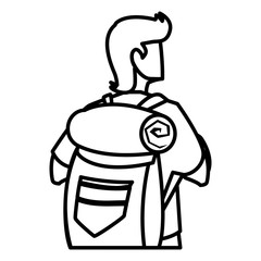 adventurous man with travelbag