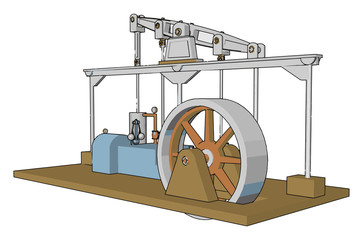 Machine Steam engine vector or color illustration