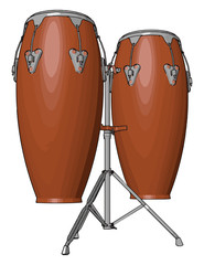 Different components of conga drum parts vector or color illustration
