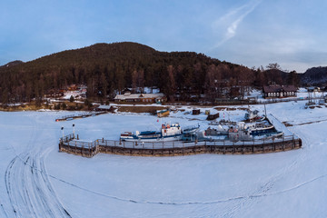 Top view of the pier on Lake Baikal © tilpich