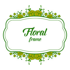 Vector illustration ornate of yellow rose floral frame with template card
