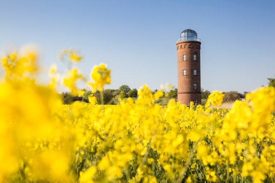Germany, Ruegen, Cape Arkona, Positioning Tower, Peilturm and rape field