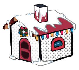 A snow house during Christmas vector or color illustration