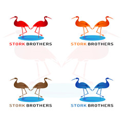 Obraz premium This logo has a picture of stork brothers. This logo is good to use as a company logo or various other creative businesses as needed. But it can also be used as an application logo.