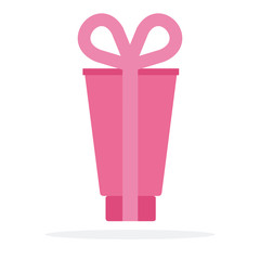 Cosmetic product in a gift ribbon vector flat material design isolated object on white background.