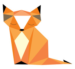 Fox of geometrical shapes vector or color illustration