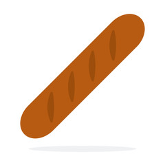 Rye baguette vector flat material design isolated object on white background.