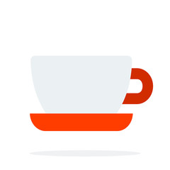 Tea cup and saucer vector flat material design isolated object on white background.