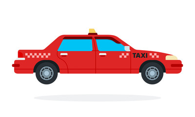 Red urban taxi vector flat isolated