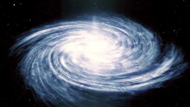 Seamless loop of spiral Milky Way galaxy rotation in space filled with stars and nebulae. Bright galactic core shines, spiral arms rotate slowly with millions star systems. Space concept 3D animation