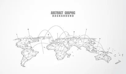 Foto op Canvas Wereldwijde netwerkverbinding. Wereldkaart punt en lijn samenstelling concept van wereldwijde business. vectorillustratie © royyimzy