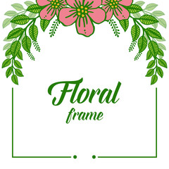 Vector illustration shape frame floral pink isolated on background