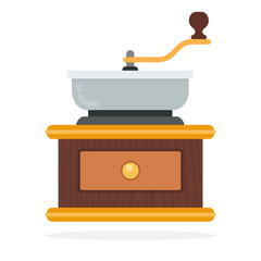 Vintage hand coffee grinder vector flat isolated
