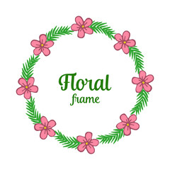 Vectore illutration greeting card with various kinds of leaf flower frame colors