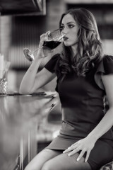 Plakat Girl with a glass of wine