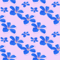 Naklejka na ściany i meble Geranium, pelargonium. Seamless pattern texture of flowers. Floral background, photo collage