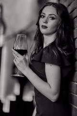 Girl with a glass of wine