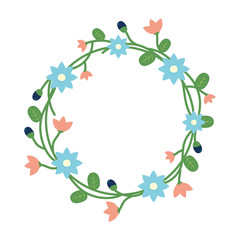 wreath with flowers and leaves