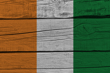 cote d'ivoire - Ivory Coast flag painted on old wood plank