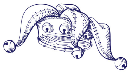 Sketch drawing clown crown symbol April Fools Day
