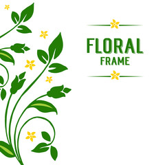 Vector illustration decoration leaf yellow floral frame with invitation card