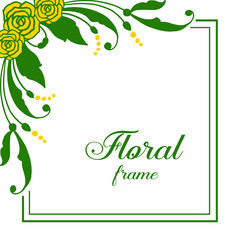 Vector illustration abstract yellow floral frame with vintage card