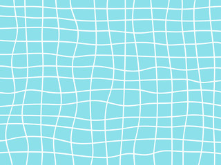 Abstract background of light white and blue wavy lines with curved grid. Design element for web banners, posters, cards, wallpapers and backdrop.Like water surface in the swimming pool.