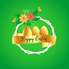 beauty floral frame with egg easter