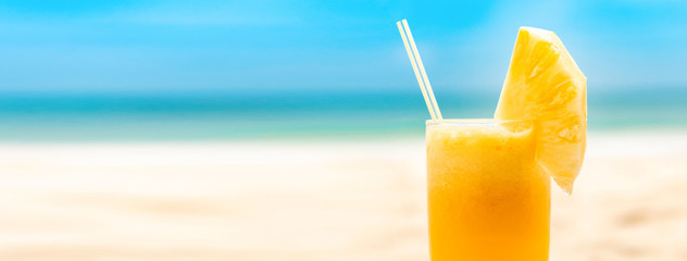 Refreshing tropical pieapple fruit juice smoothie drink