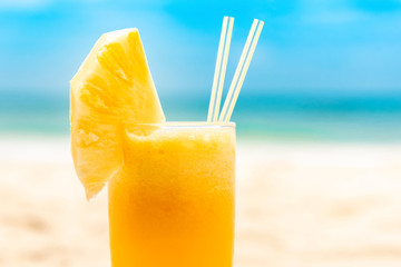 Refreshing tropical pieapple fruit juice smoothie drink