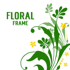 Vector illustration shape green leaf floral frame isolated on background