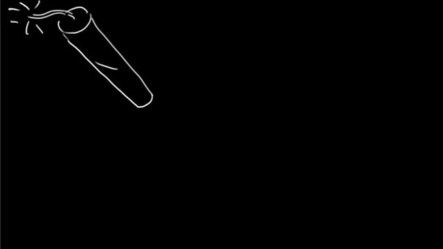 2d Animation motion graphics of a drawing of a man holding and throwing a dynamite TNT stick and exploding on white and green screen with alpha matte in HD high definition.