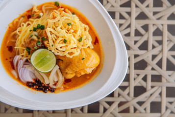 Khao Soi - Thai spicy chicken noodle curry soup