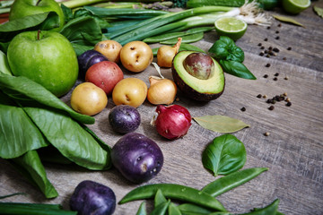 Vegetables on wooden table