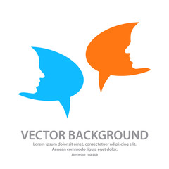 Dialog - Speech bubbles with two faces, Pictograph of people communication human figure from bubble chat for icon, Communication Concept. vector illustration
