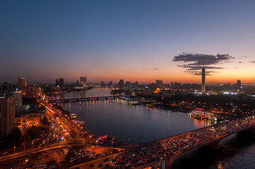 Fototapeta na wymiar Cairo on the Nile at Dusk