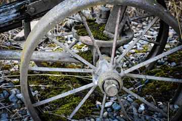 wheel of old rusty wagon