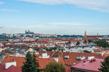 Fototapeta na wymiar Prague, Czech Republic, the Cathedral of St. Vito, the rooftops of the city, a beautiful view.