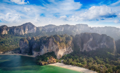 Aerial view of beautiful tropical landscape. Railay beach, Krabi, Thailand - 256347563