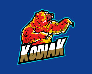 Angry Kodiak Bear Character Mascot Logo