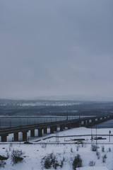 bridge over the gulf in winter