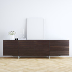 Poster Frame Mockup Interior Workspace with Decorations 