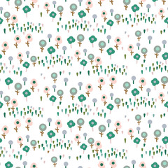 Small meadow flowers seamless vector pattern. Abstract repeat floral print illustration.