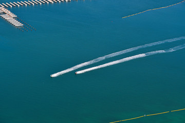 Fototapeta premium Aerial view of a beautiful sea coast in Dubai