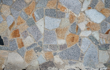 The texture of the masonry of various stones