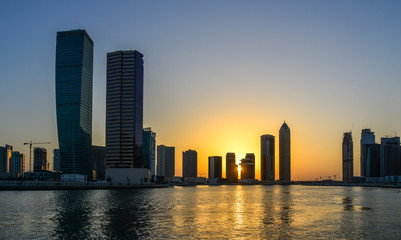 Cityscape of Dubai at twilight